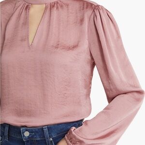 PAIGE Blush Pink Cerrita Keyhole Satin Blouse